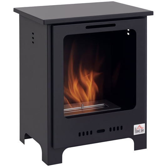 Free Standing Bio Ethanol Fireplace Heater with 0.9L Tank for Home Black