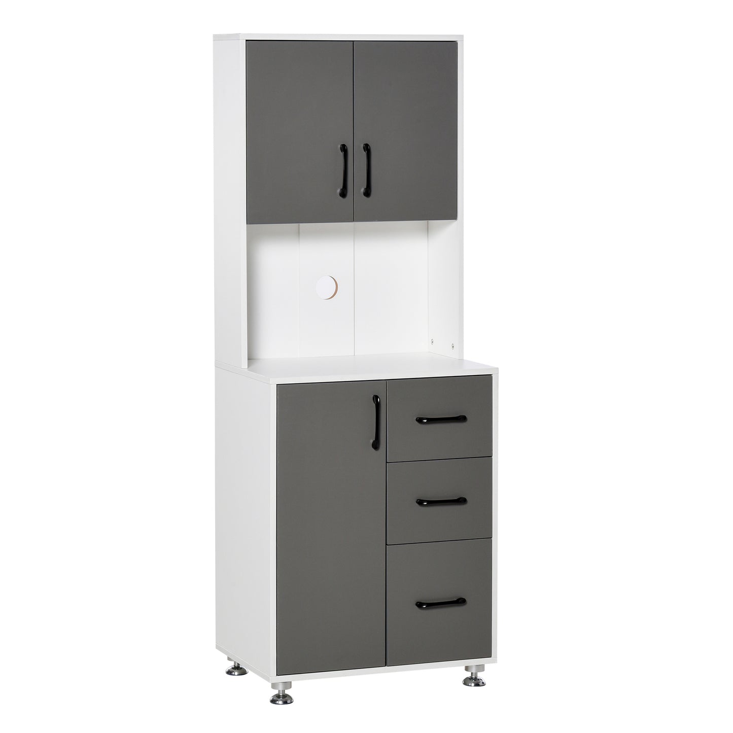 Modern Kitchen Cupboard Storage Organiser Microwave Cabinet Grey