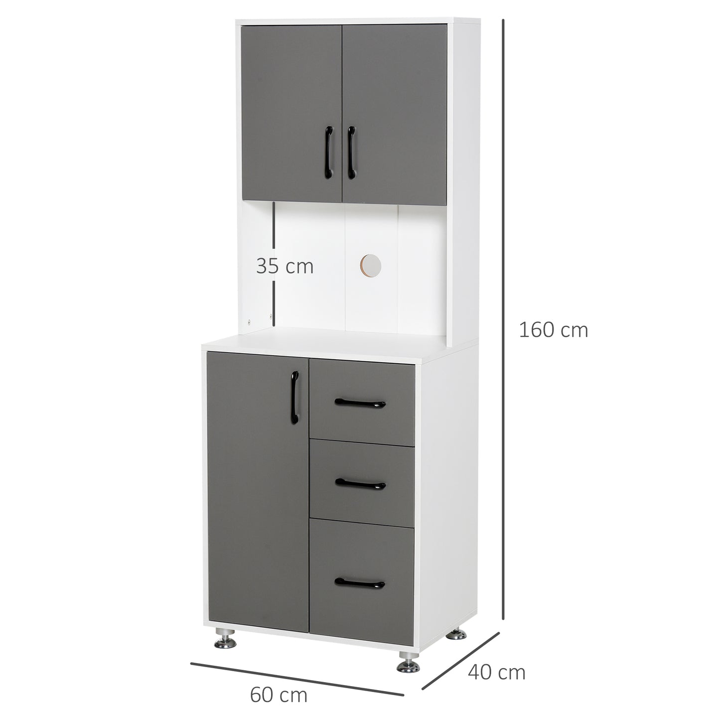Modern Kitchen Cupboard Storage Organiser Microwave Cabinet Grey