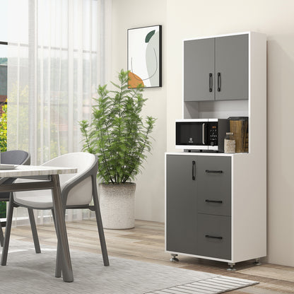 Modern Kitchen Cupboard Storage Organiser Microwave Cabinet Grey