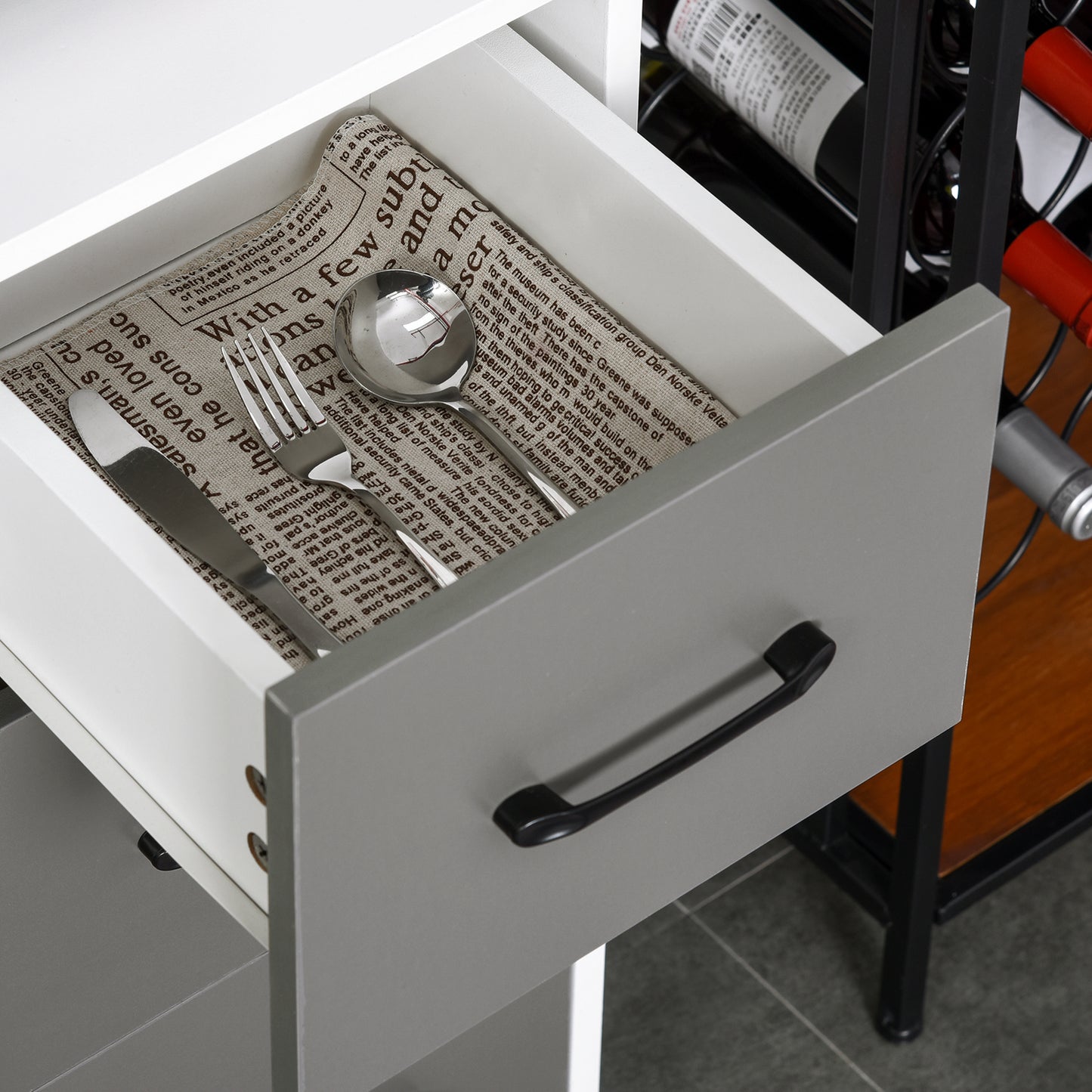 Modern Kitchen Cupboard Storage Organiser Microwave Cabinet Grey