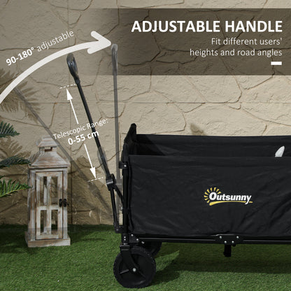 120L Folding Collapsible Wagon with Adjustable Handle, Black