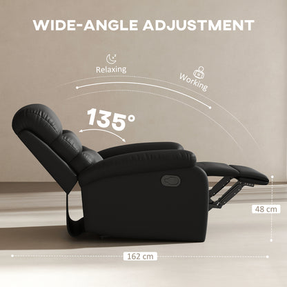 Manual Recliner Chair Armchair for Living Room with Footrest Black