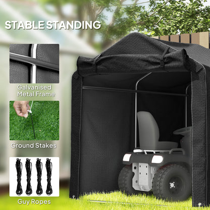 Garden Tool Storage Shed with Roll-up Zipper Door, Black