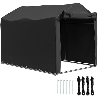 Garden Tool Storage Shed with Roll-up Zipper Door, Black