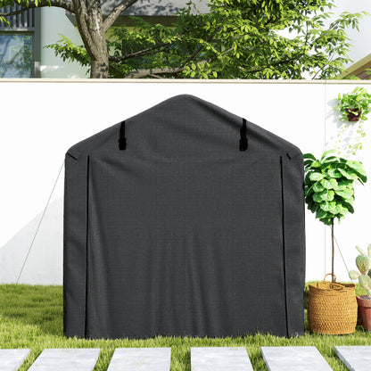 Garden Tool Storage Shed with Roll-up Zipper Door, Black