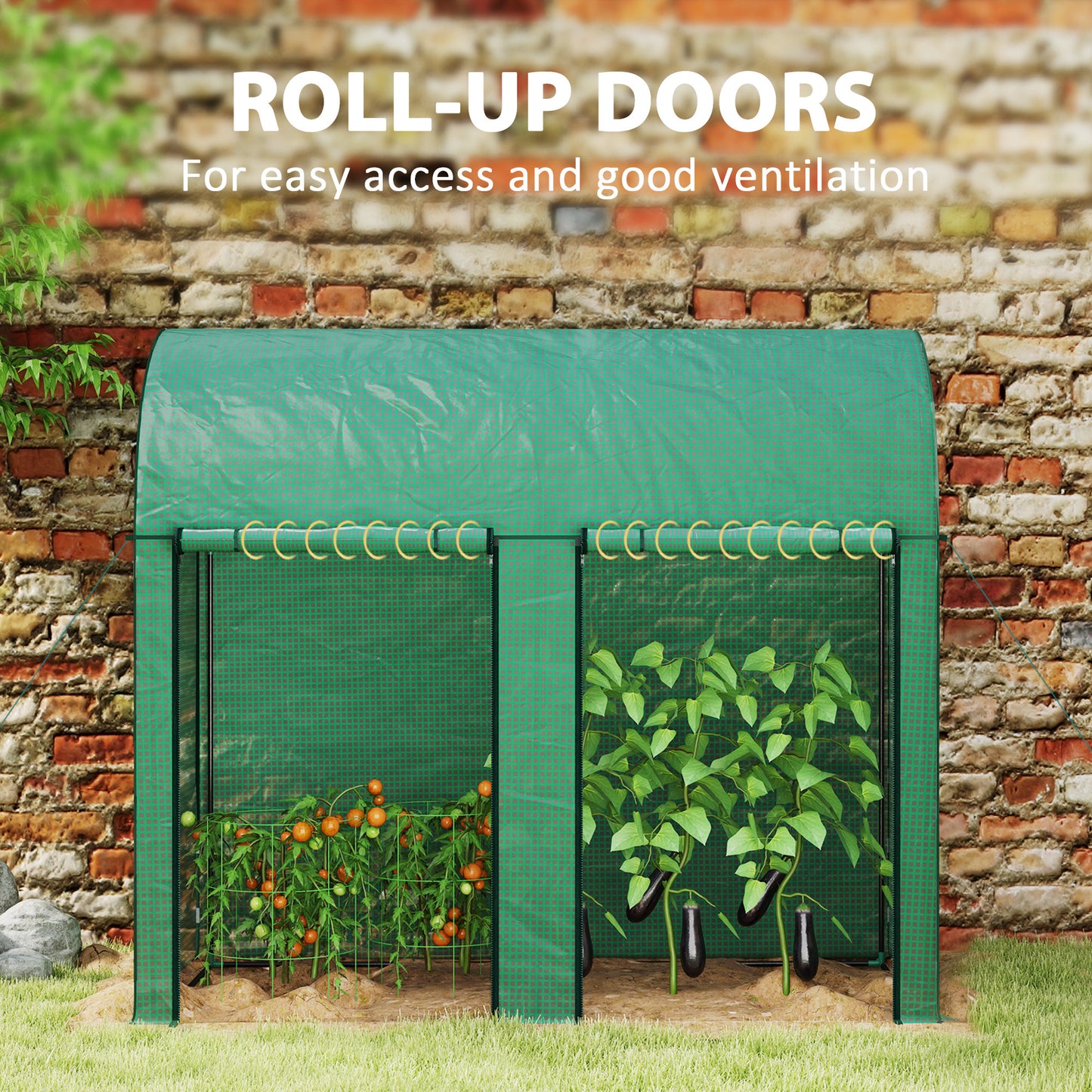 200 x 100 x 178cm Small Tomato Greenhouse with Roll-up Zipped Doors