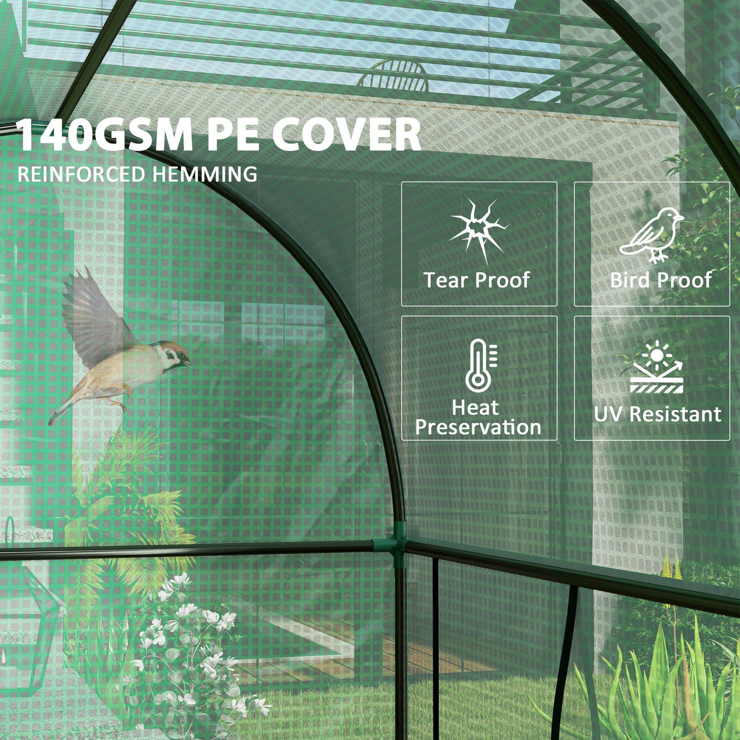 200 x 100 x 178cm Small Tomato Greenhouse with Roll-up Zipped Doors