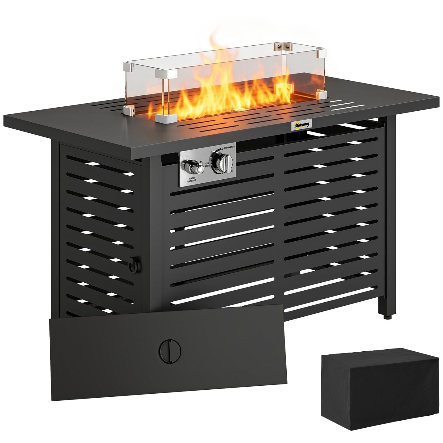 Table W/ Rain Cover 50,000 BTU Outdoor Firepit