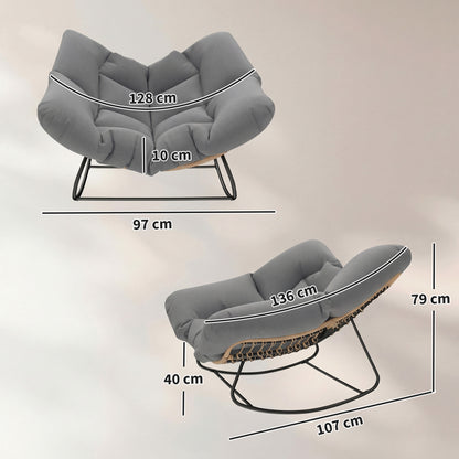 Indoor Outdoor Rocking Chair with Cushion, Grey
