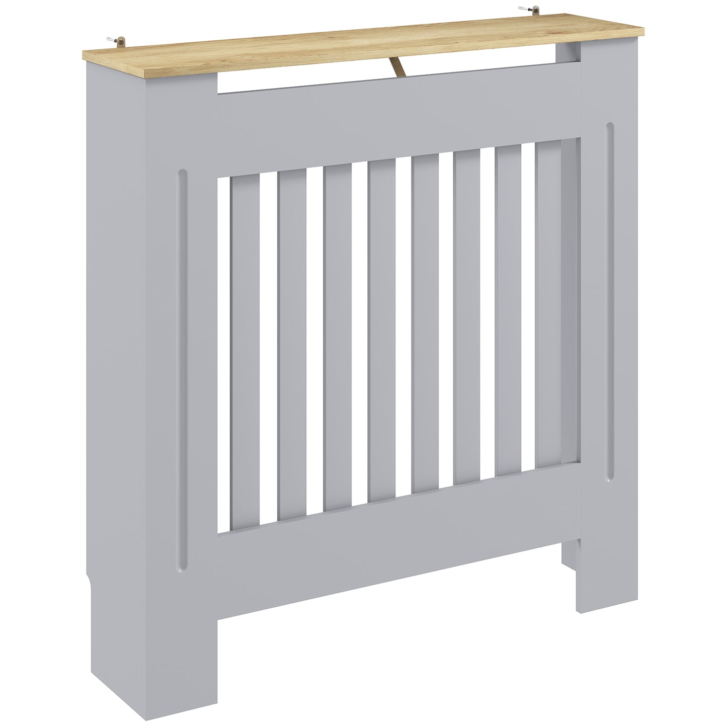 Radiator Cover Wooden Cabinet Vertical Slatted Vent MDF Grey Home
