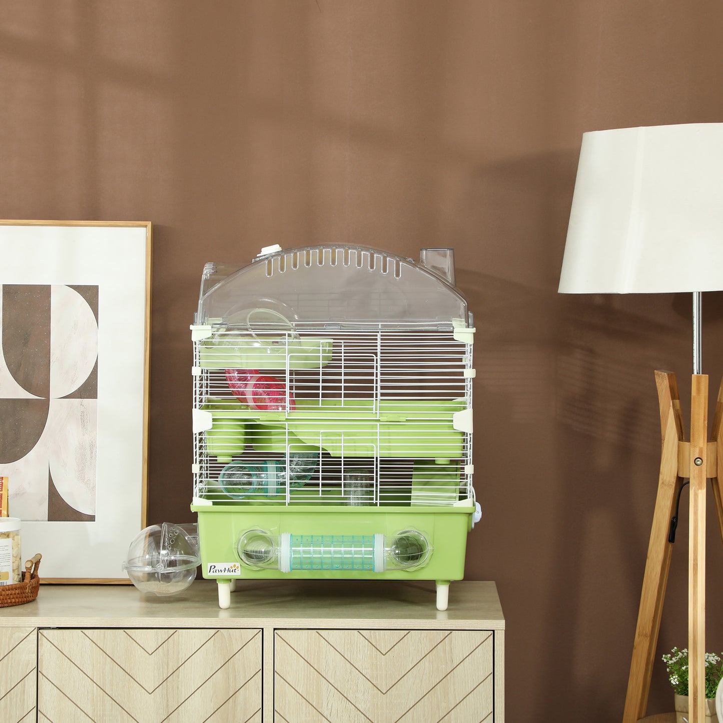 3-Tier Hamster Cage, Hamster Habitat with Accessories, Green