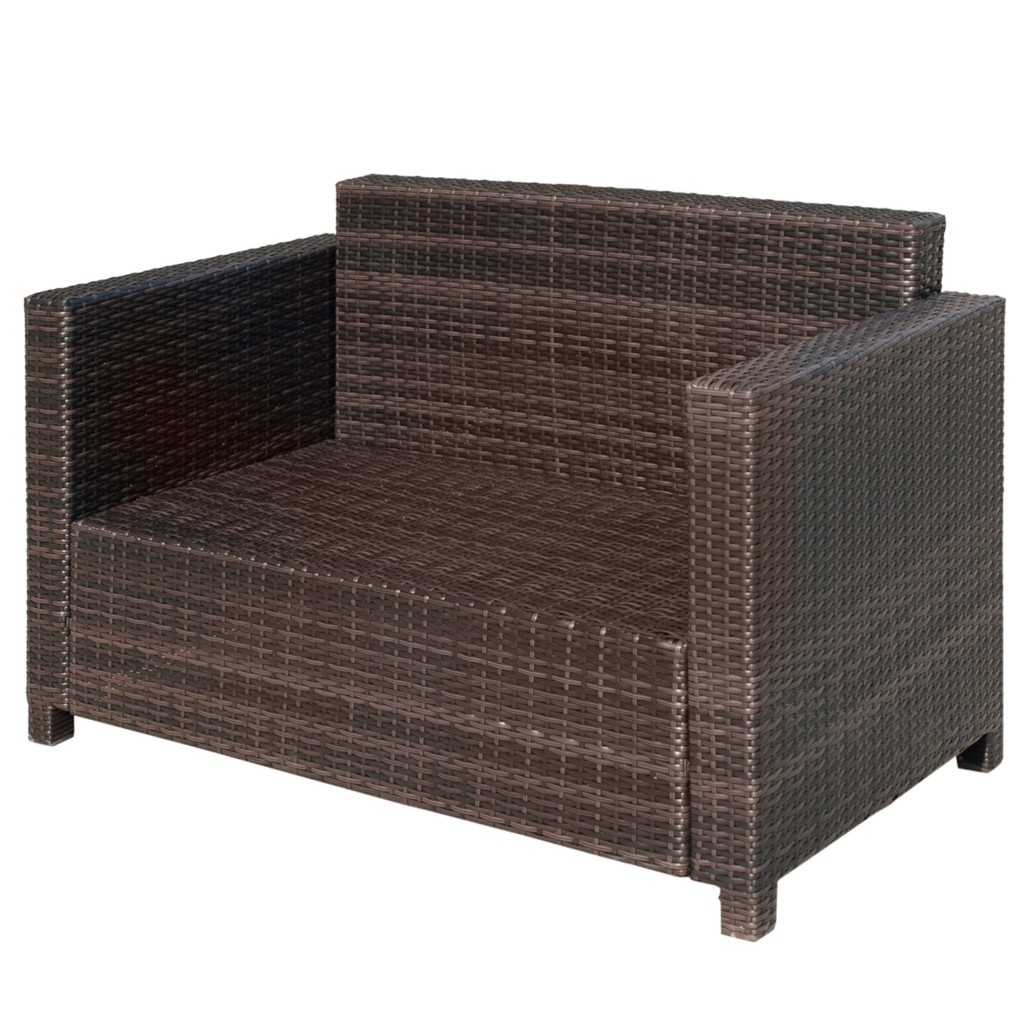 Rattan Wicker 2-seat Loveseat Padded Garden Furniture Brown