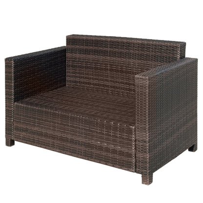 Rattan Wicker 2-seat Loveseat Padded Garden Furniture Brown