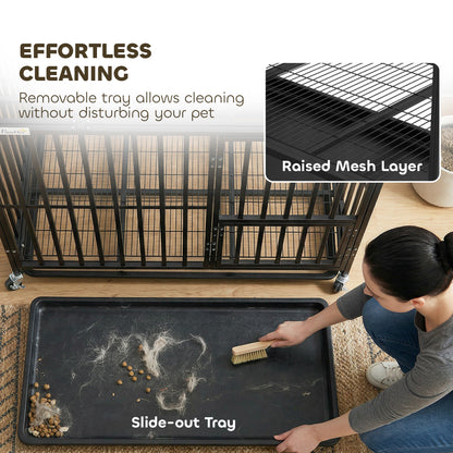 Heavy Duty Dog Crate, Dog Cage with Wheels for Small Medium Breeds