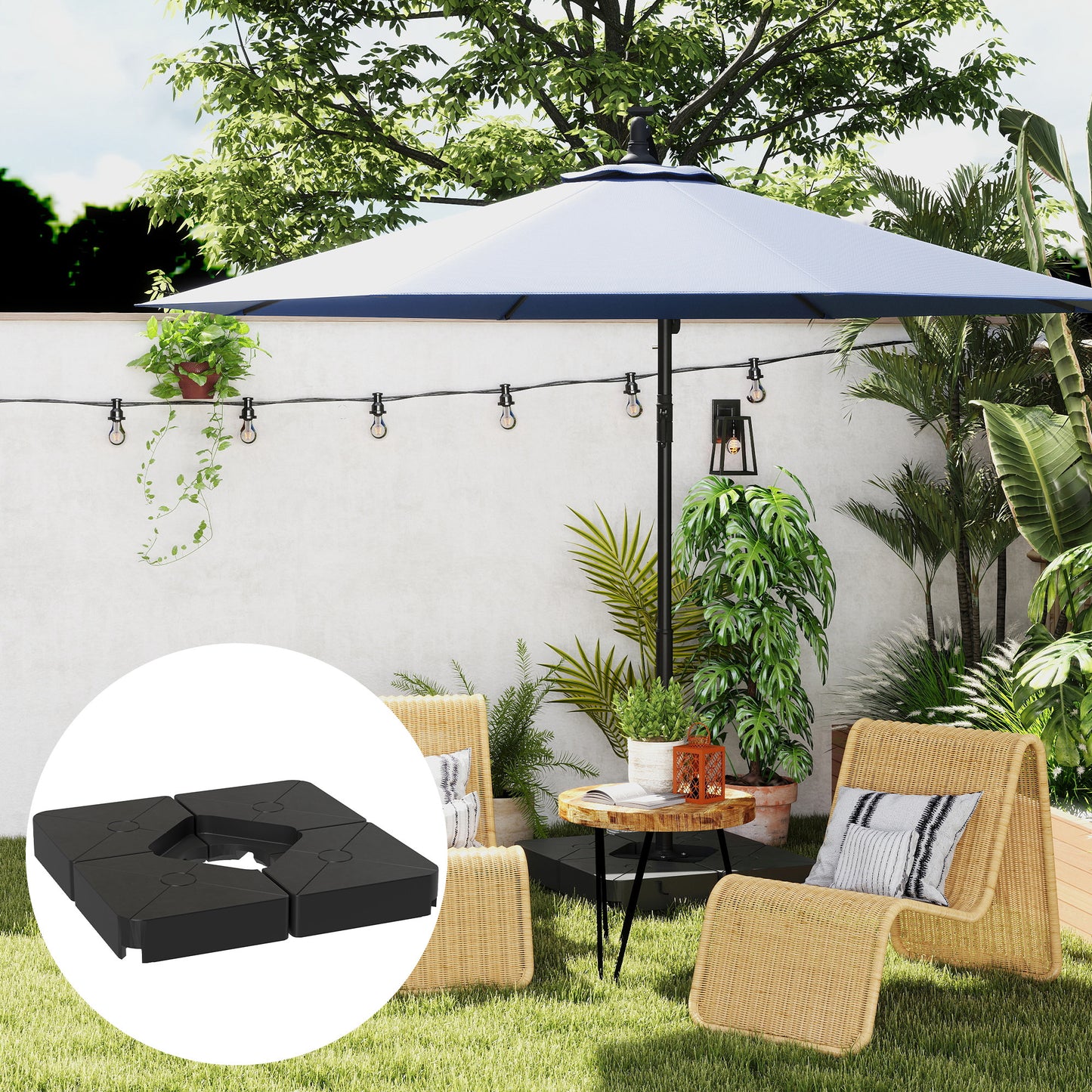 Umbrella Weights for Offset Parasols, 64kg Sand/55kg Water Filled