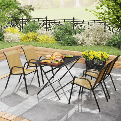 Wicker Dining Chairs Set of 4, Stackable Outdoor Chairs, Khaki