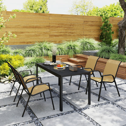 Wicker Dining Chairs Set of 4, Stackable Outdoor Chairs, Khaki
