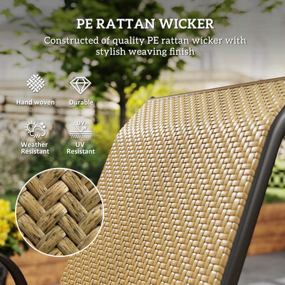 Wicker Dining Chairs Set of 4, Stackable Outdoor Chairs, Khaki