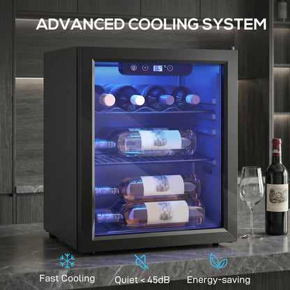 16 Bottle Wine Cooler, 4-16°C Under Counter Drinks Beer Wine Fridge