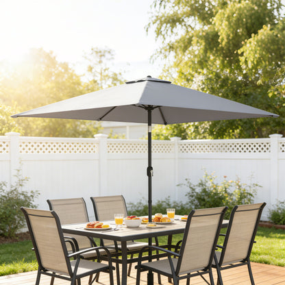 Garden Parasol, Outdoor Umbrella with Tilt Function, Light Grey