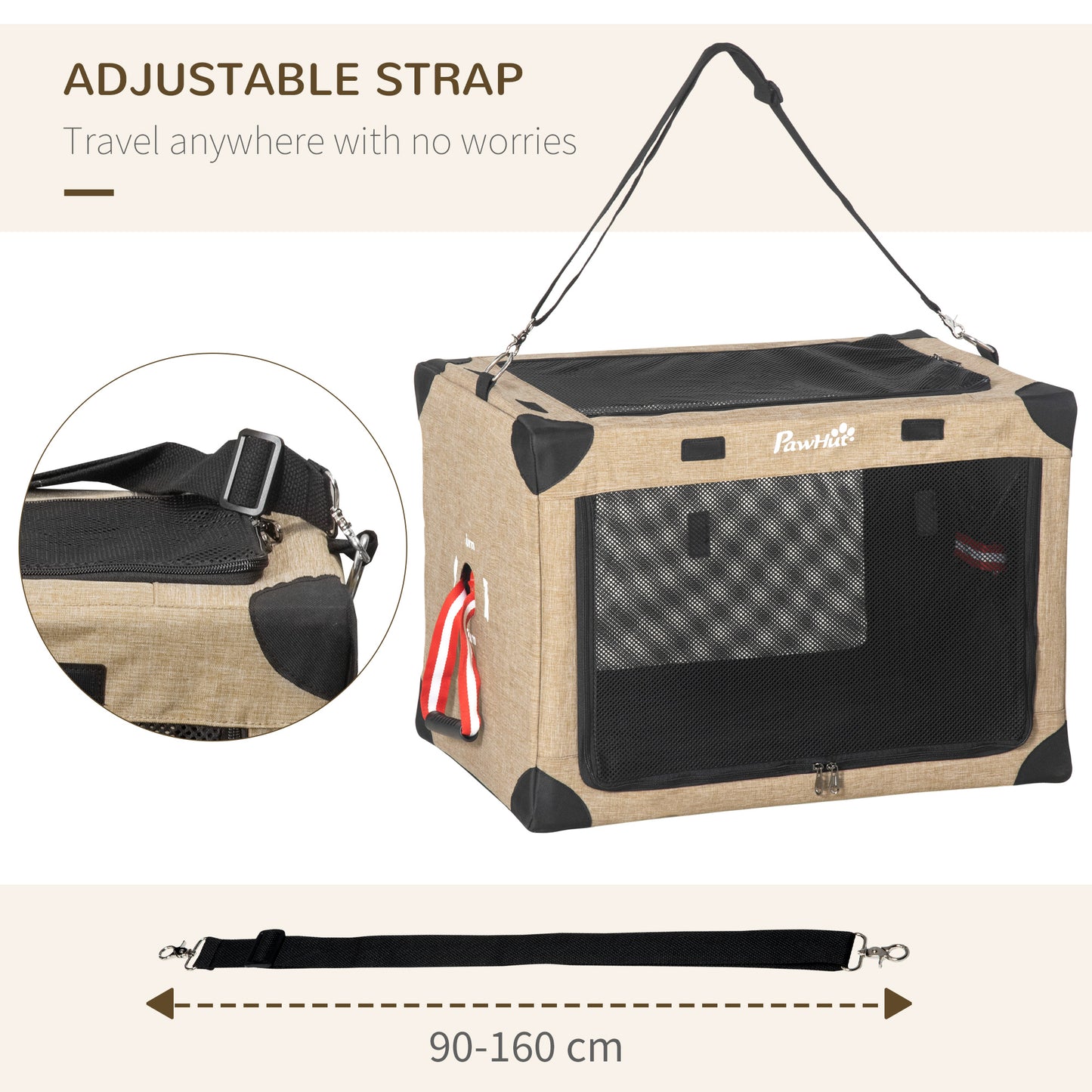 Collapsible Dog Crate Foldable Pet Carrier for Cats Small Dog 65x45x45cm