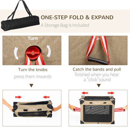 Collapsible Dog Crate Foldable Pet Carrier for Cats Small Dog 65x45x45cm
