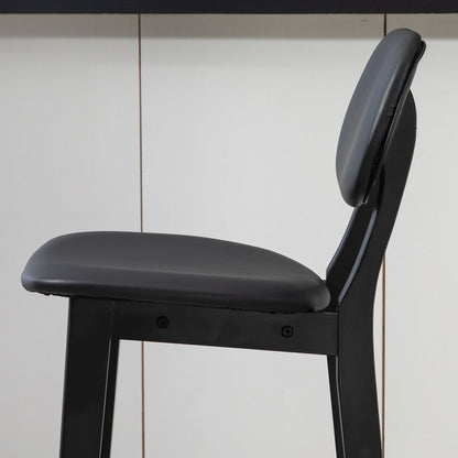 Breakfast Bar stools Set of 2 with PU Leather Cover, Wood Legs, Black