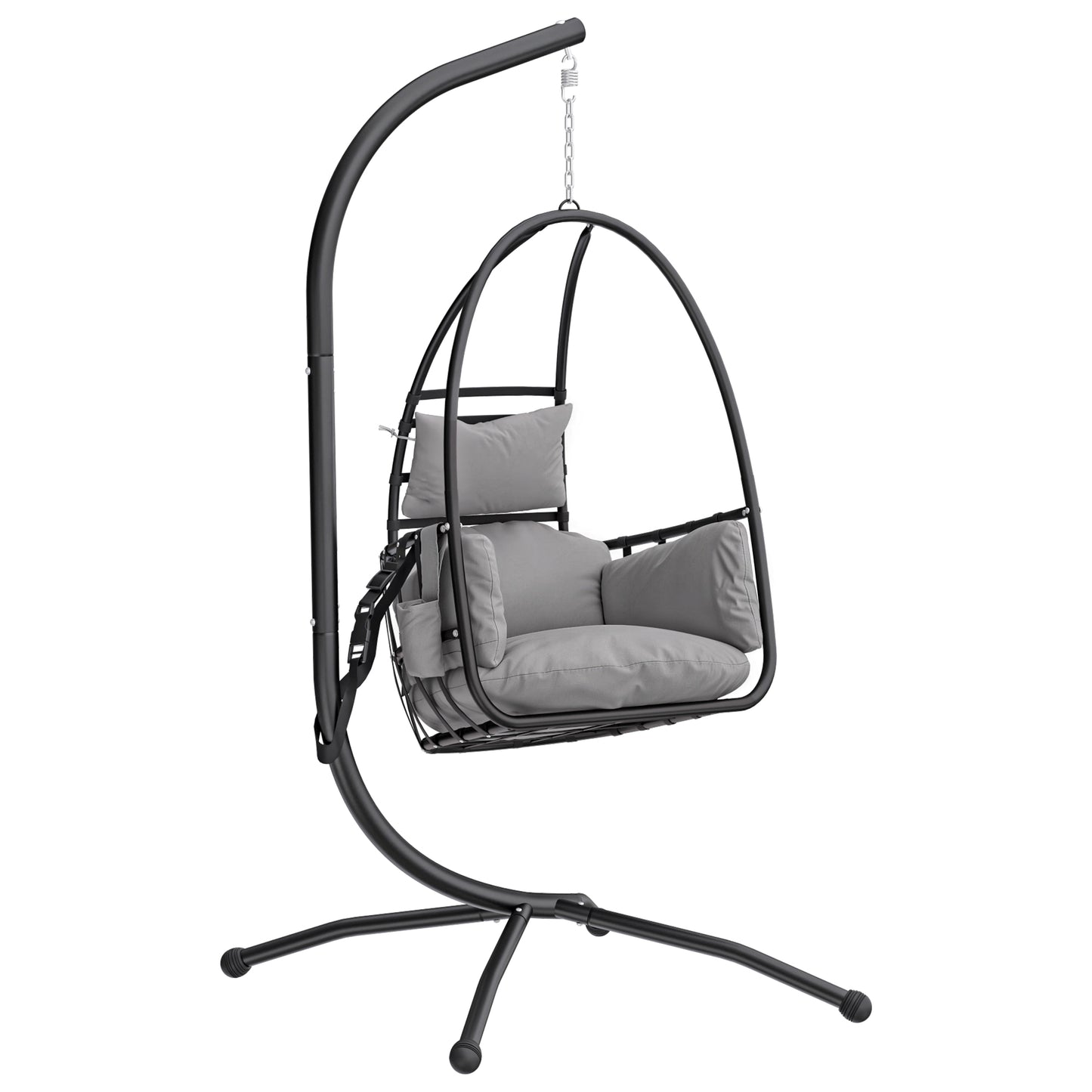 Hanging Egg Chair, Swinging Hammock Chair with Stand, Dark Grey