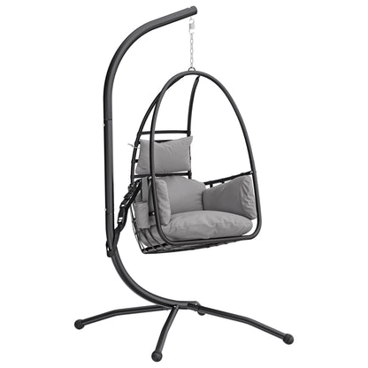 Hanging Egg Chair, Swinging Hammock Chair with Stand, Dark Grey