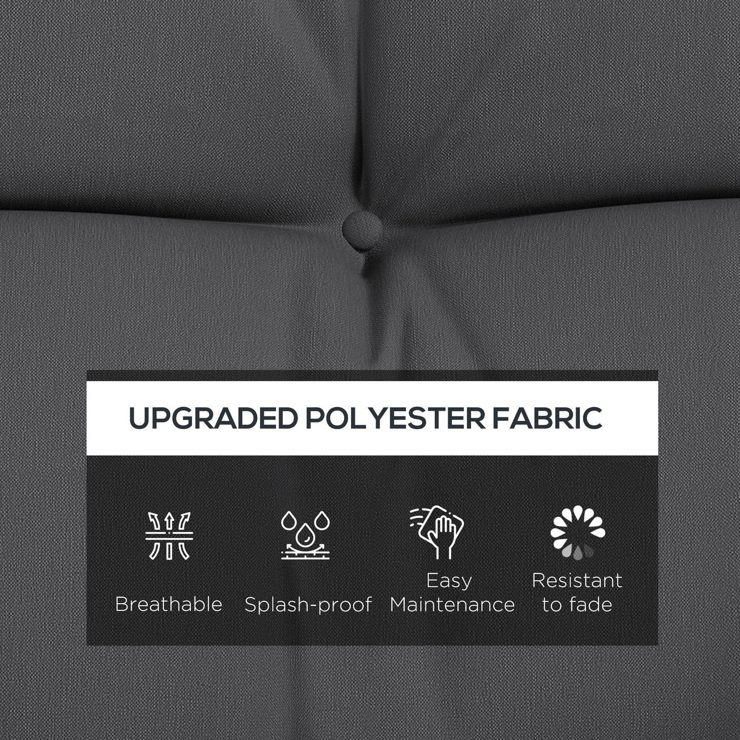 4-Piece Back and Seat Cushion Replacement with 2 Pillows, Patio Chair Cushions Set with Ties, Charcoal Grey