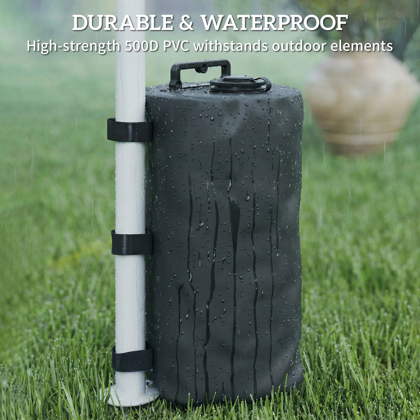 Set of 4 Gazebo Water Weights Bags, 500D Sand Weights, Black