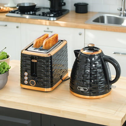 Kettle and Toaster Set 1.7L Rapid Boil Kettle & 2 Slice Toaster Black
