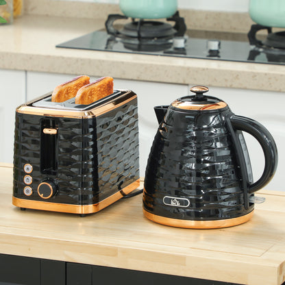 Kettle and Toaster Set 1.7L Rapid Boil Kettle & 2 Slice Toaster Black