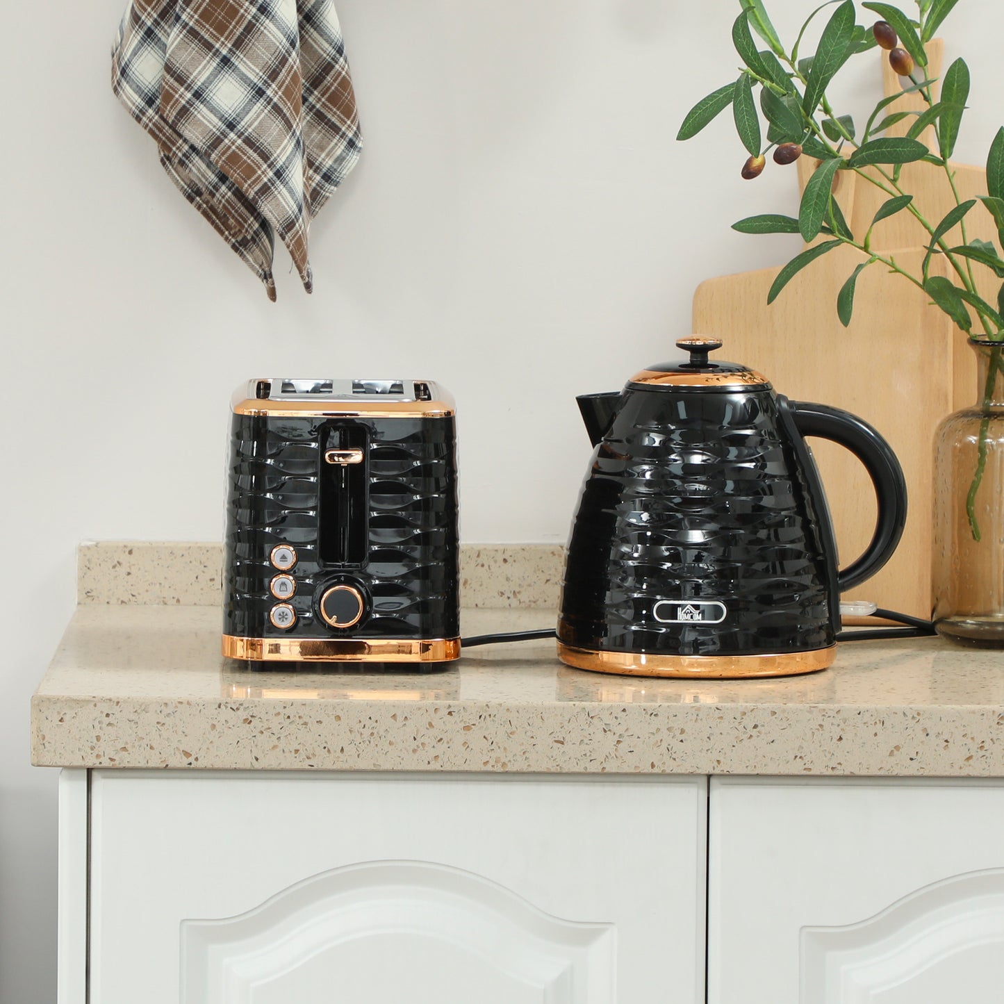 Kettle and Toaster Set 1.7L Rapid Boil Kettle & 2 Slice Toaster Black