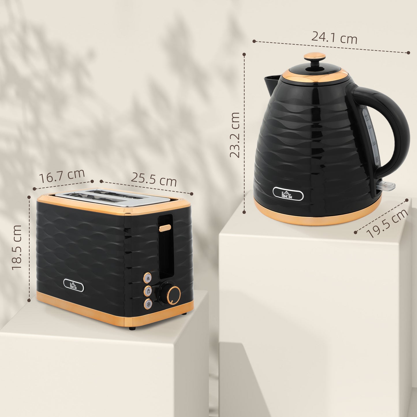 Kettle and Toaster Set 1.7L Rapid Boil Kettle & 2 Slice Toaster Black