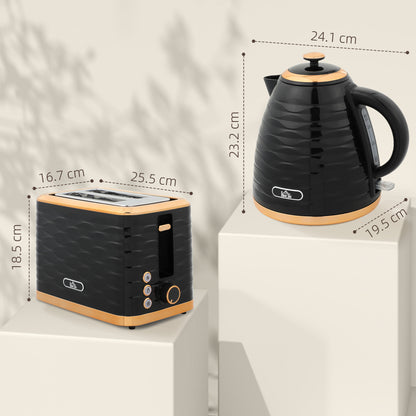 Kettle and Toaster Set 1.7L Rapid Boil Kettle & 2 Slice Toaster Black