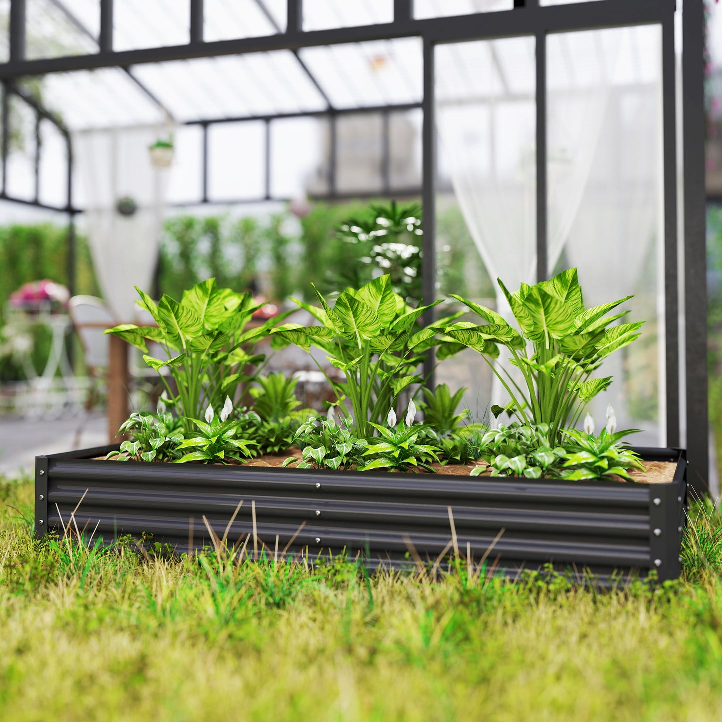 Galvanised Raised Garden Bed, Raised Planter, Dark Grey