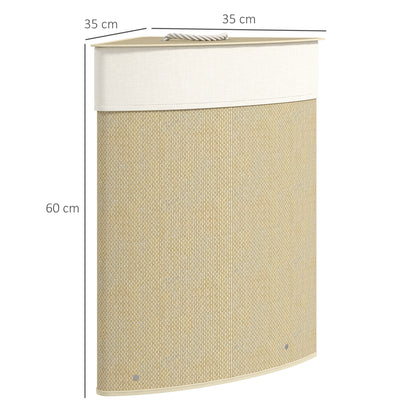 55L Laundry Hamper with Removable Washable Liner Bag, Nature Wood Finish