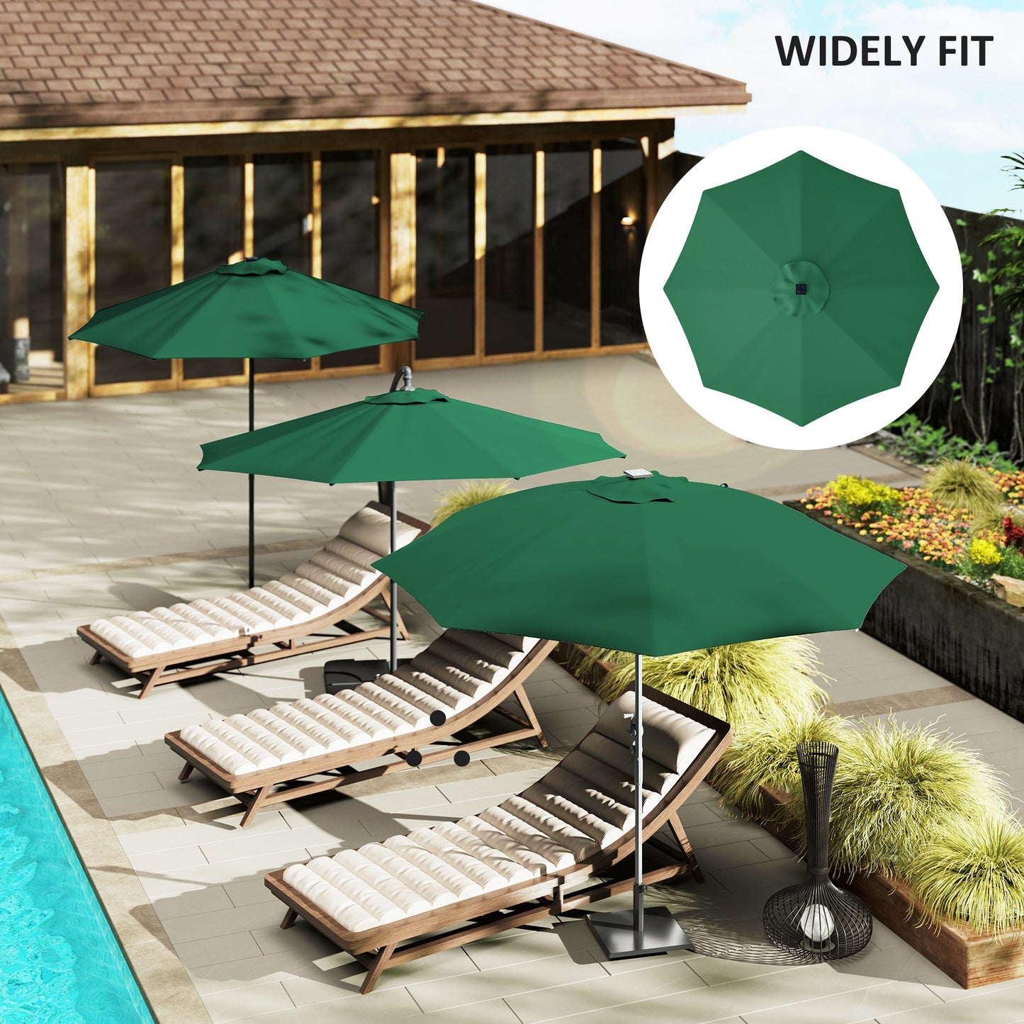 UPF 50+ Replacement Parasol Canopy Parasol Cover Replacement, Green