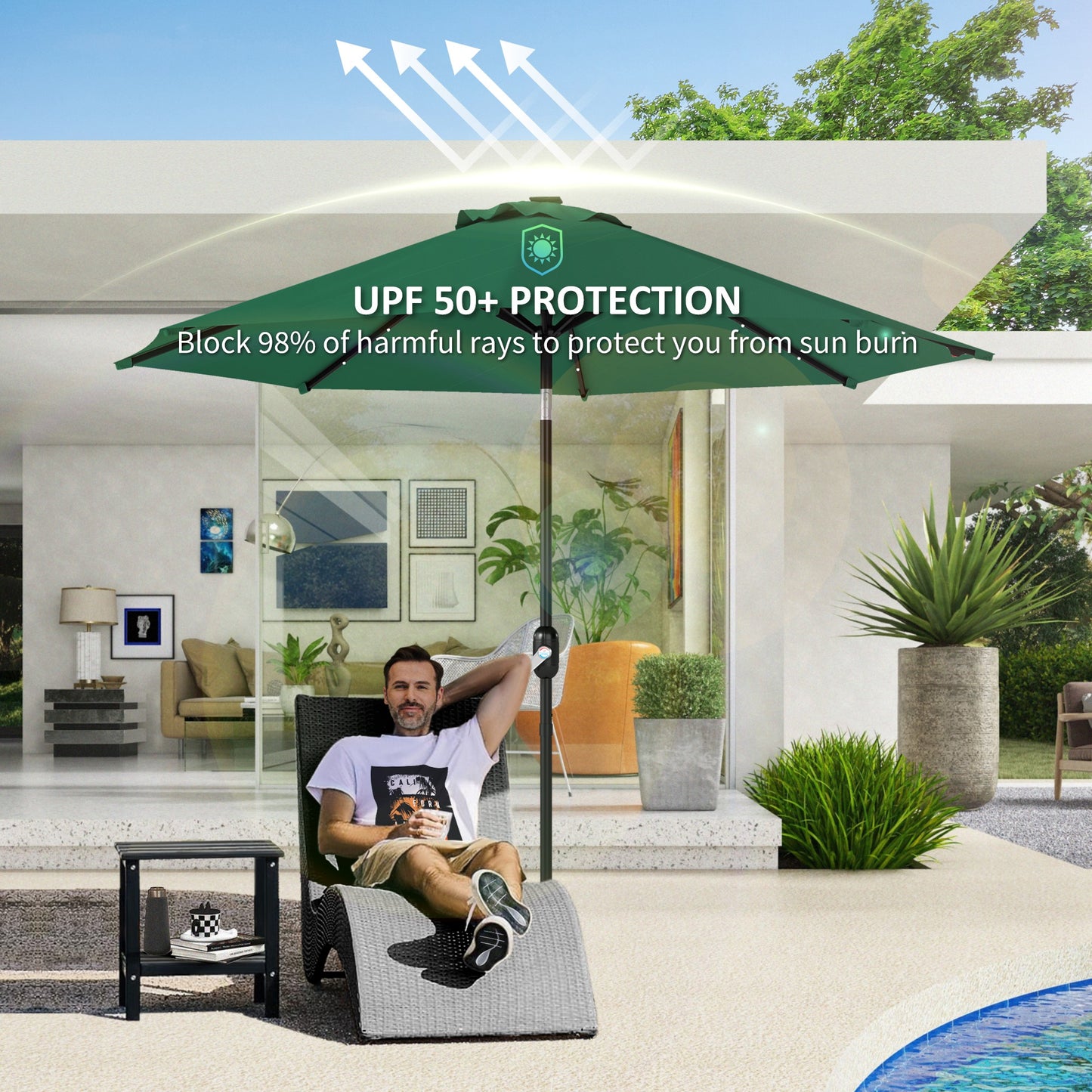 UPF 50+ Replacement Parasol Canopy Parasol Cover Replacement, Green