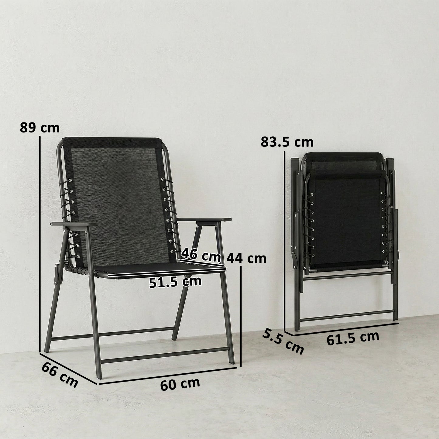 Folding Garden Chairs, Outdoor Chairs Set of 4, Black