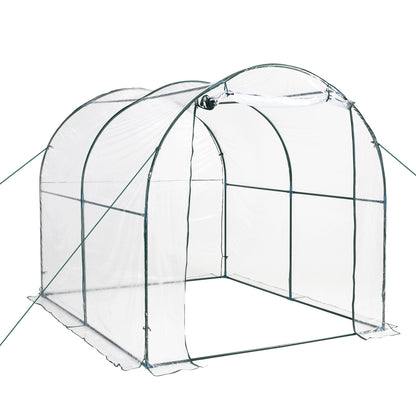 Walk-in Polytunnel Greenhouse with Roll-up Door Transparent Tunnel Greenhouse with Steel Frame and PVC Cover, 2.5 x 2m