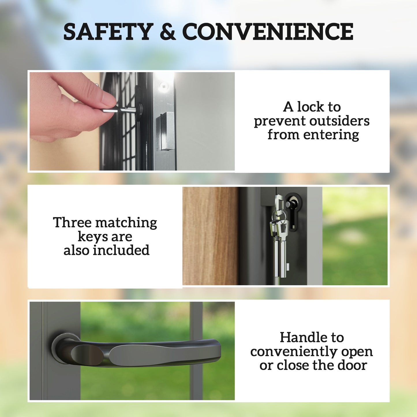Galvanised Steel Garden Fence Gate Security Barrier with Lock, Keys