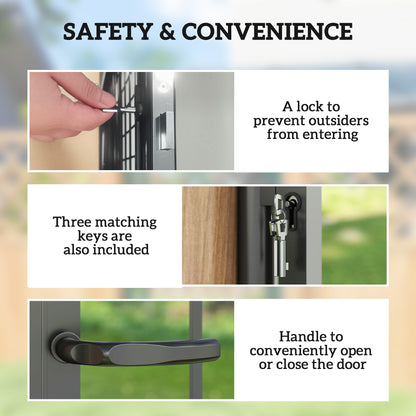 Galvanised Steel Garden Fence Gate Security Barrier with Lock, Keys