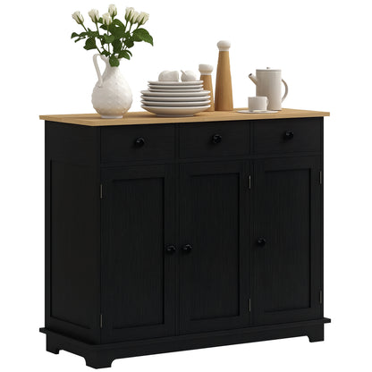 Sideboard Buffet Cabinet with Storage Cabinets and Drawers Black