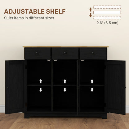 Sideboard Buffet Cabinet with Storage Cabinets and Drawers Black