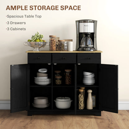 Sideboard Buffet Cabinet with Storage Cabinets and Drawers Black