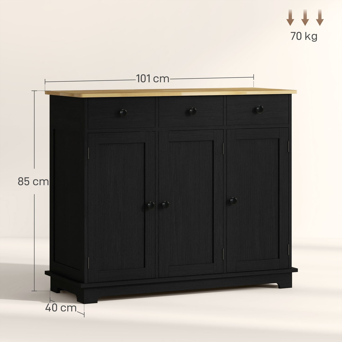 Sideboard Buffet Cabinet with Storage Cabinets and Drawers Black