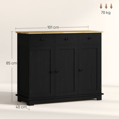 Sideboard Buffet Cabinet with Storage Cabinets and Drawers Black